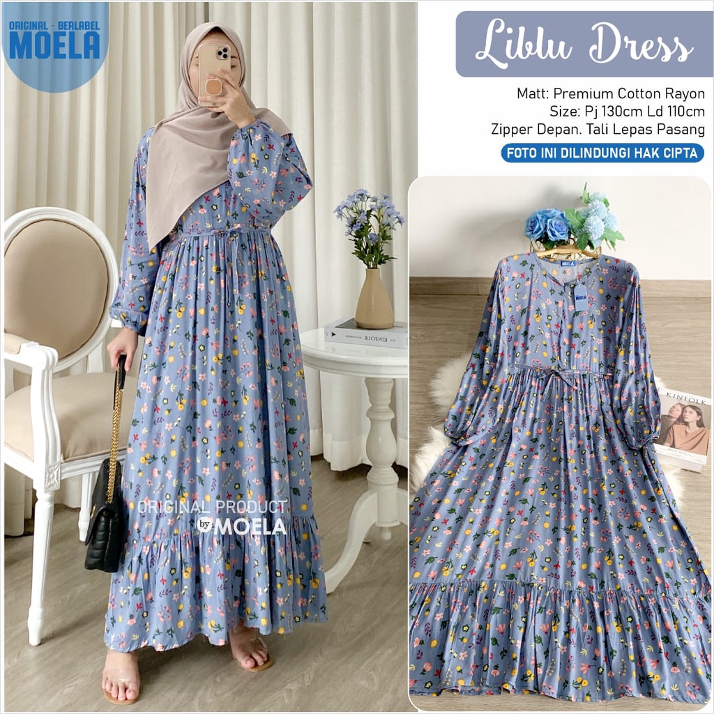 Liblu Dress Rayon Premium Tunik Gamis Abaya Syar'i Terlaris Termurah By Moela