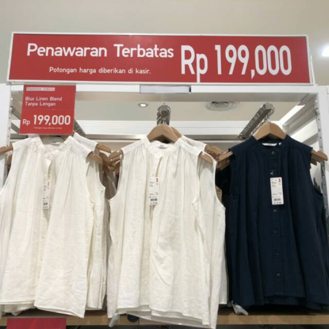 Uniqlo Sale Terbatas Blus Wanita Linen Blend Tanpa Lengan Shopee Indonesia