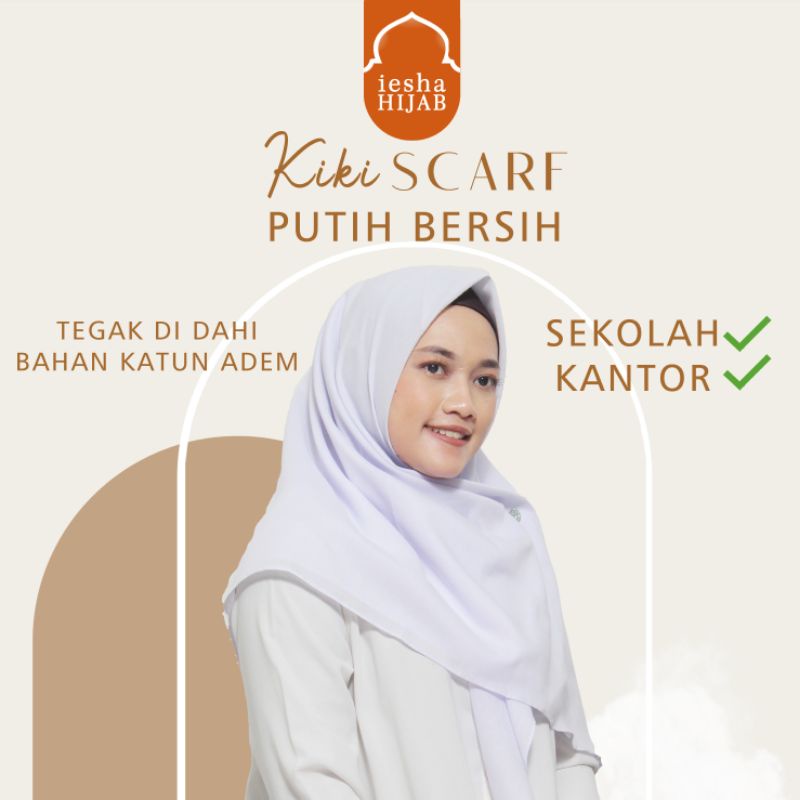 jilbab katun segiempat polos warna putih,murah,tebal,adem,tegak didahi, JILBAB PUTIH, JILBAB SERAGAM