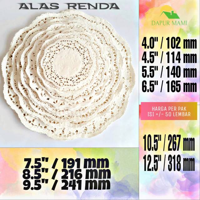 DAPURMAMI ALAS RENDA PAPER DOYLEYS Kertas Renda Kue Toples Putih