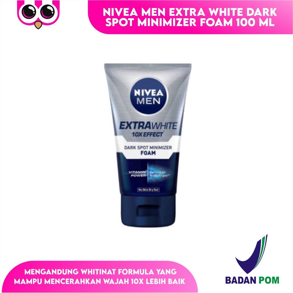 [ FW MEN ] NIVEA MEN EXTRA WHITE DARK SPOT MINIMIZER FOAM 100 ML / FACIAL WASH / SABUN WAJAH