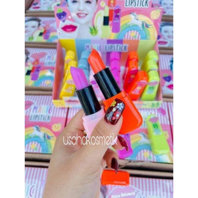 ECER BEST SELLER!! LIP BALM KISS BEAUTY MAGIC LIPSTIK FRUIT NO. 35794