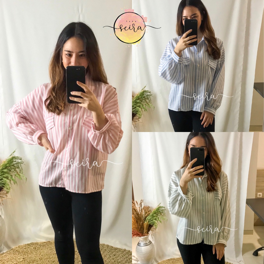 [BISA COD] ELLA TOP - Atasan Kemeja Casual Trendy / Baju Bangkok Premium Import