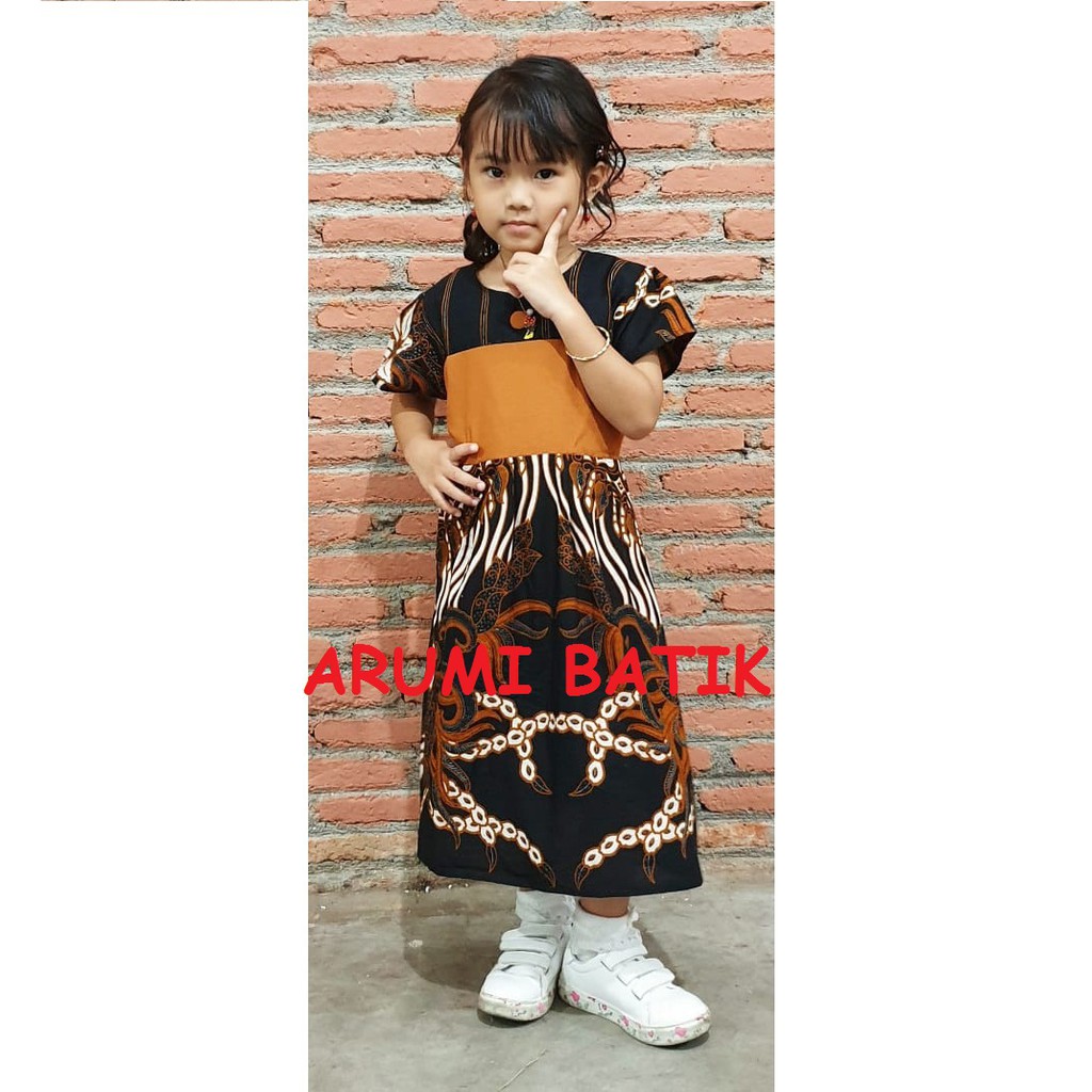 Dress Terusan Seragam  Baju  Batik Sekolah  Anak Perempuan 