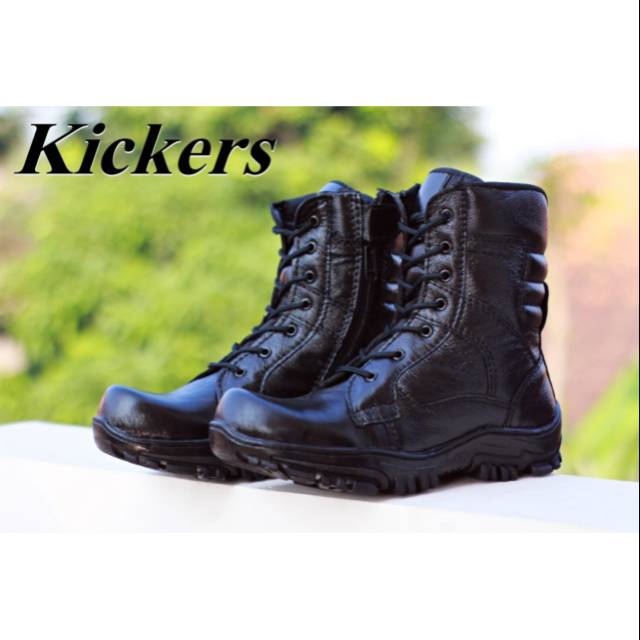 Sepatu Boots PDL Kickers Kulit Asli Full Hitam Murah