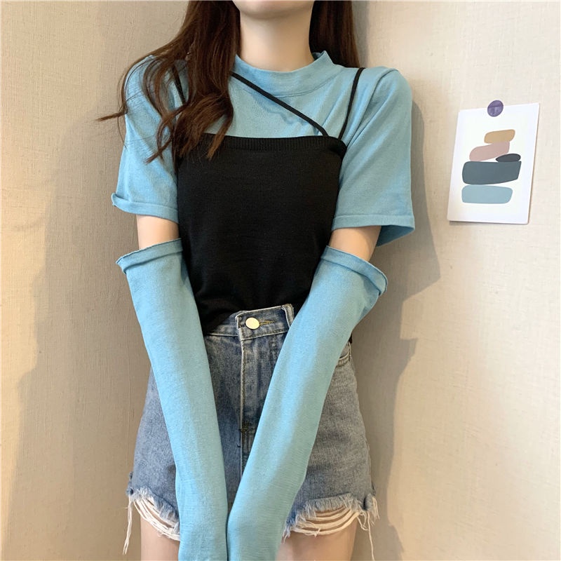 Shifon blus manis gaya keren budidaya diri dilepas stackable fashion lengan panjang T-shirt wa