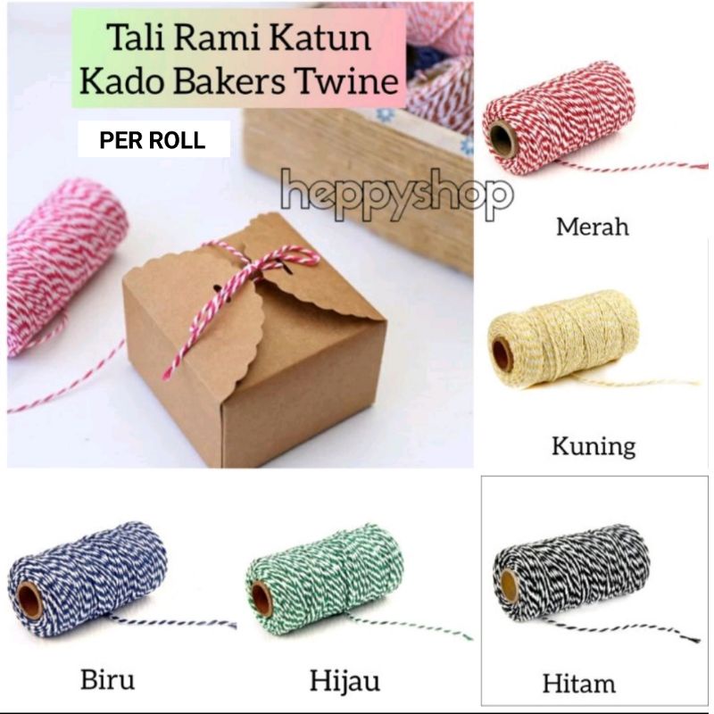 

Tali Rami Katun Kado Bakers Twine Merah Christmas (PER ROLL)