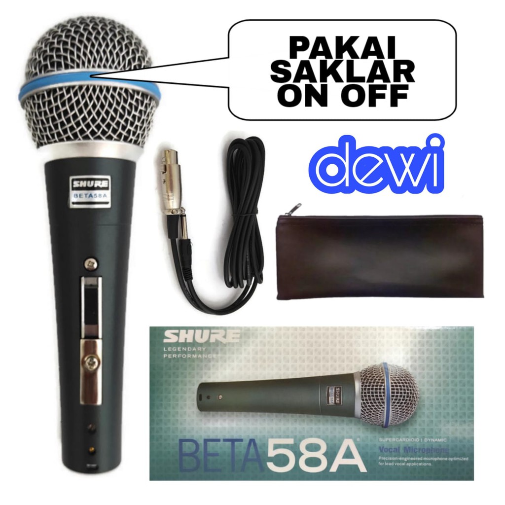 MIC SHURE BETA 58 SK PAKAI SAKLAR ON OFF/ MICROPHONE SHURE KABEL BETA 58 SK / MIC SHURE BETA 58 SK