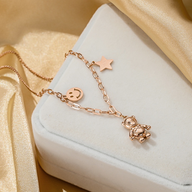 Kalung bear smile star titanium anti karat korea fashion