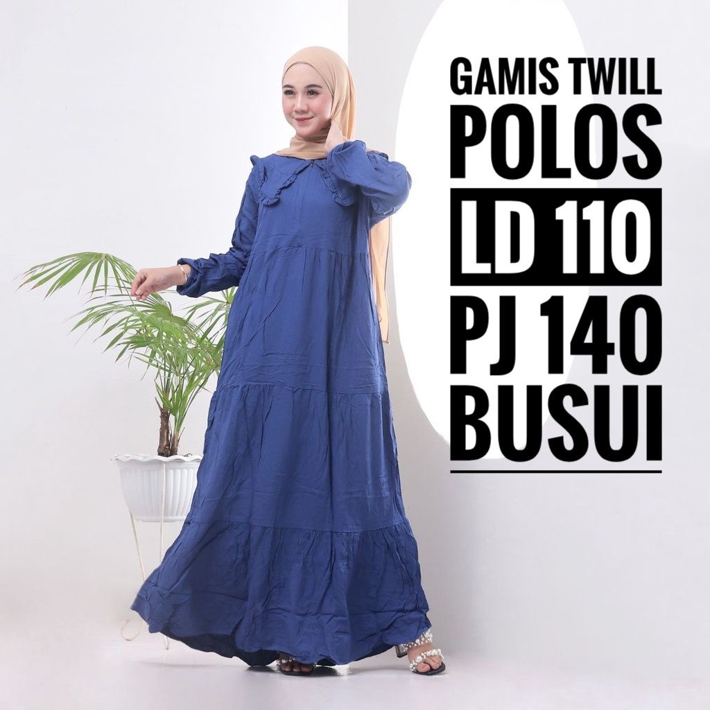 Gamis Homey Dress Polos Wanita Twill Ori Pekalongan Terbaru Lengan Panjang Busui Friendly Resleting 