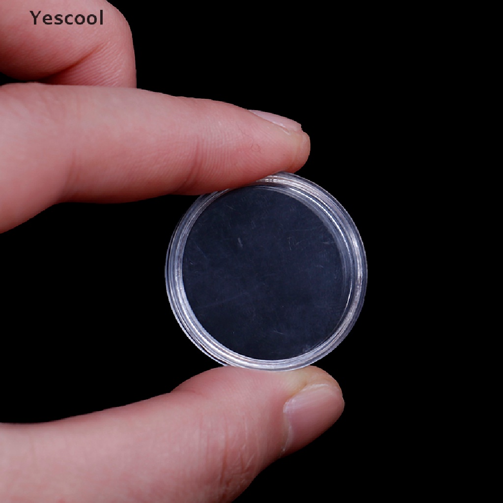 Yescool 10Pcs 26mm Tempat Koin Bentuk Kapsul Bahan Plastik Transparan