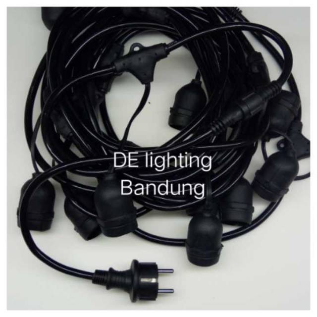Kabel fitting gantung outdoor 50 meter 50 fitting / lampu cafe / lampu dekorasi