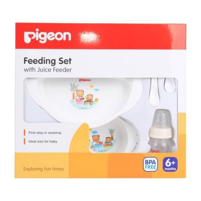 Pigeon Feeding set with juice feeder / piring makan bayi