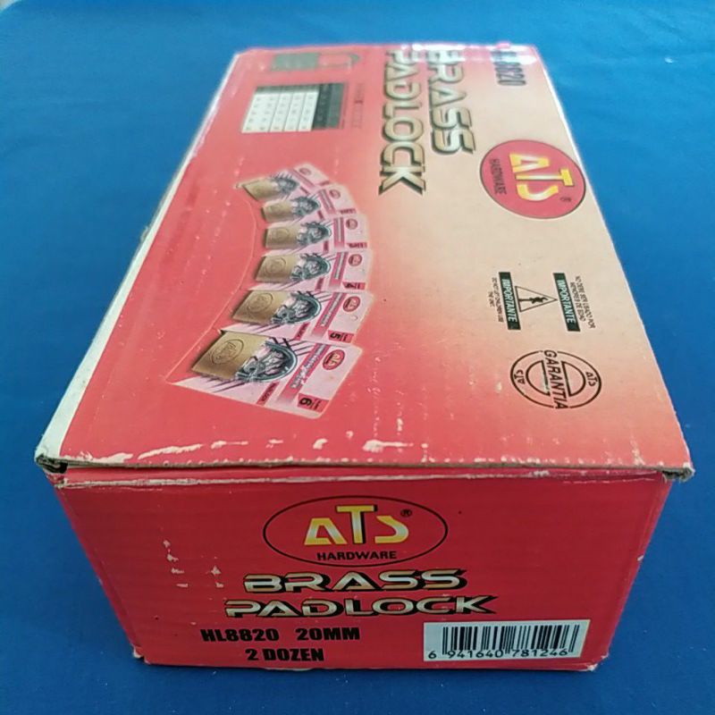 Gembok 20 mm ATS/poles Gembok kuningan kunci gantung koper, tas, blister leher pendek 20 mm ATS