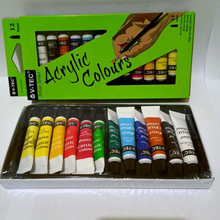 

Pr0duk kekinian SATU SET ( 12 WARNA x 6 ML ) Cat Acrilyc Cat Akrilik Cat Acrylic V-Tec 6 ML 12 Warna