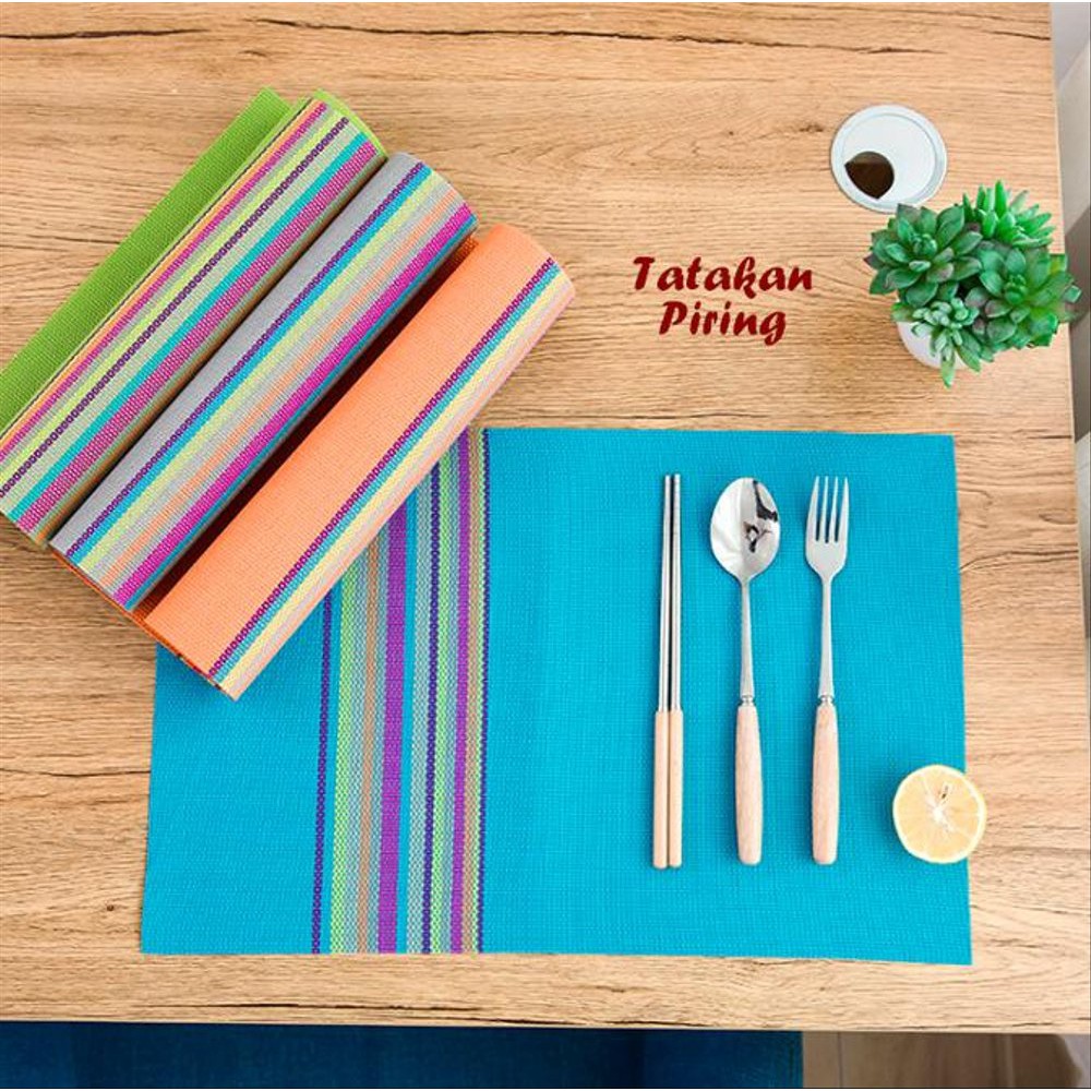 TATAKAN SET ALAS PIRING DAN GELAS Taplak meja makan Bahan PVC Ringan Modern Higienis Dan Tahan Panas