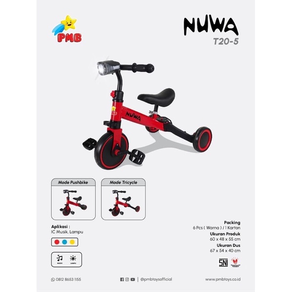 Balance bike 3 in 1 sepeda anak PMB NUWA T20-6 / T20-5