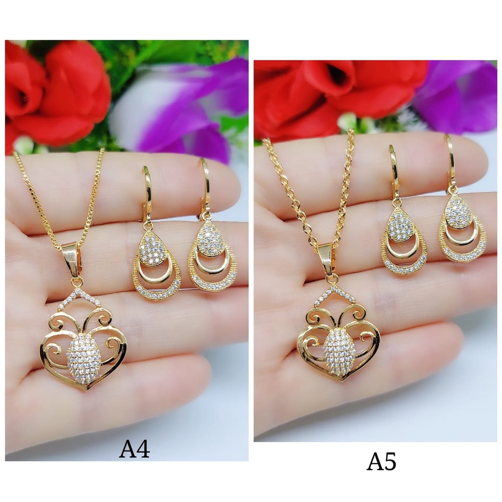 Set perhiasan kalung dan anting lapis emas A4,A5