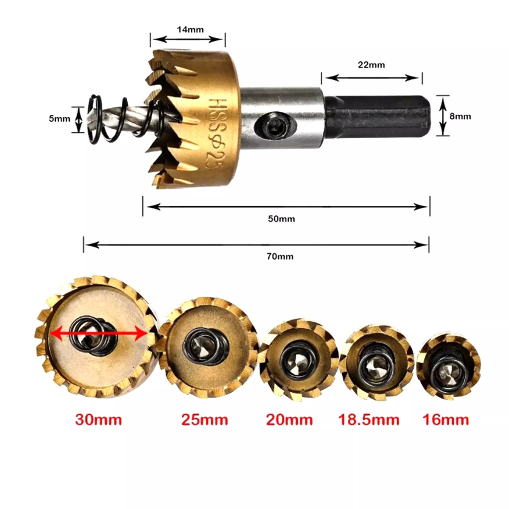 MATA BOR CARBIDE TIP WOOD METAL HOLE CUT 1 SET 5PCS