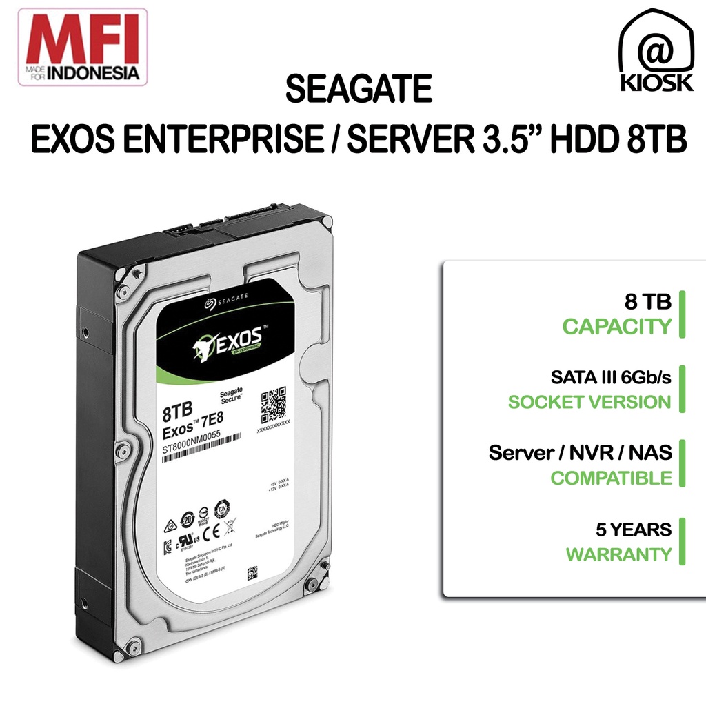 Seagate Enterprise / Server HDD 8TB - Seagate Exos - Garansi 5 Tahun