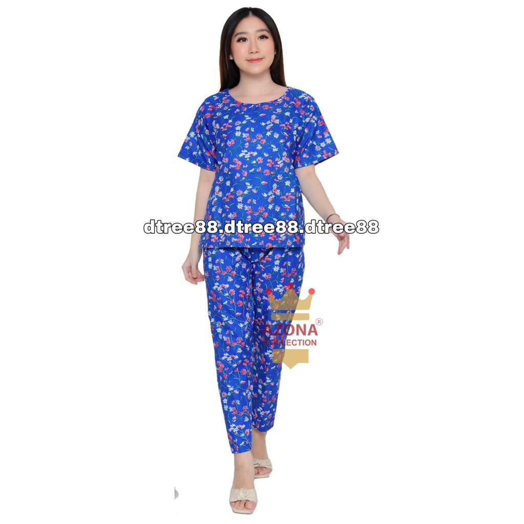 Dtree .baju tidur piyama dewasa cp oblong motif bunga  / baju tidur dewasa katun eropa-lily new navy