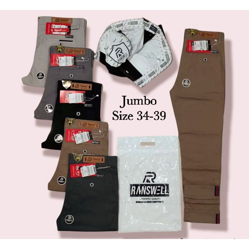 JUMBO CELANA CHINOS PANJANG RANSWELL CHINO PRIA DEWASA PREMIUM SIZE 34-39