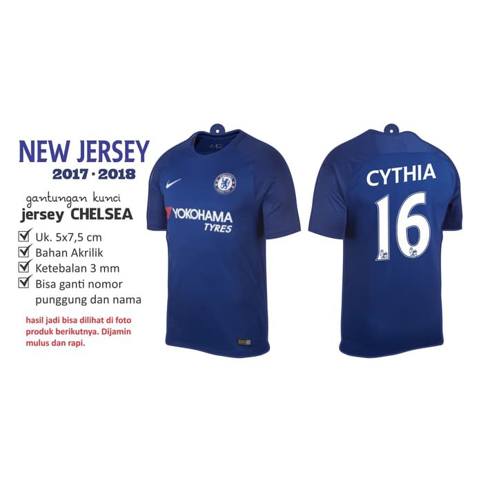 Gantungan Kunci Akrilik Jersey Chelsea musim 2017/2018