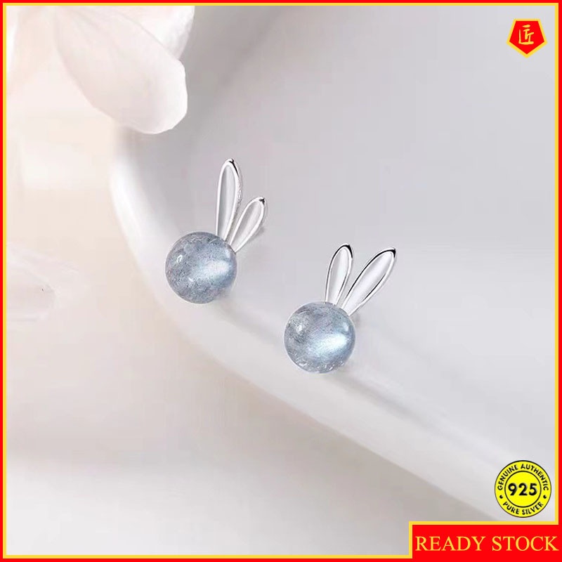 Anting Stud Moonstone Bentuk Kelinci Untuk Wanita