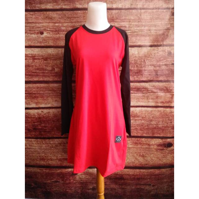 Kaos Polos Reglan Tunik merah hitam Keluarga Family Cocok untuk Olahraga, Santai, kembaran, Couple