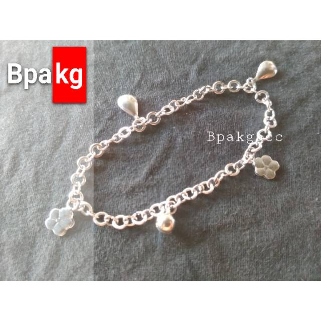 Gelang tangan donat variasi # Gelang monel besi putih asli anti karat silver murah cewek cantik kaki