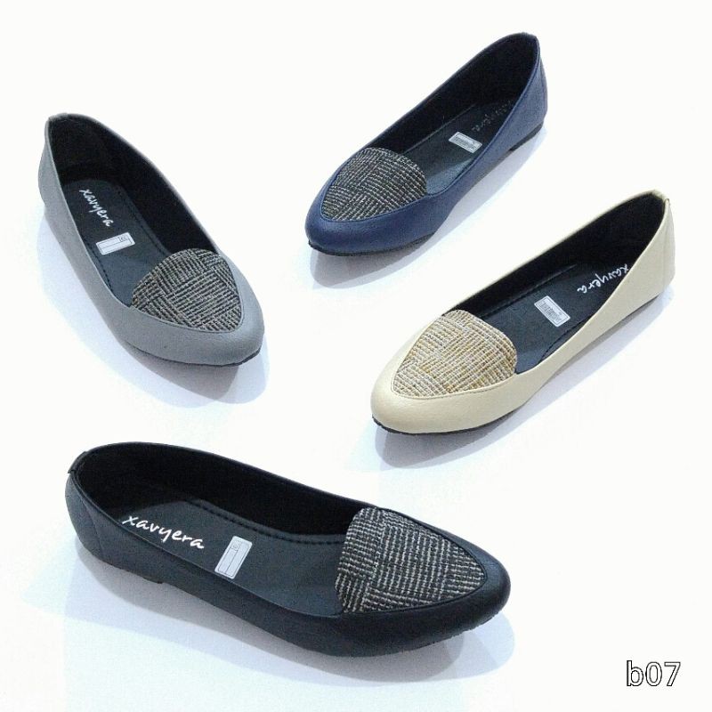 Borneo Sepatu Flat Flatshoes Sepatu Wanita bahan Sintetis Variasi bahan kanvas by Xavyera kode bb07