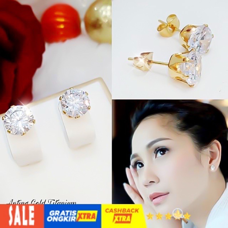 Anting Bayi / Balita / Anak ABG / Dewasa Titanium Nagita Stud Swarovski Model Tusuk