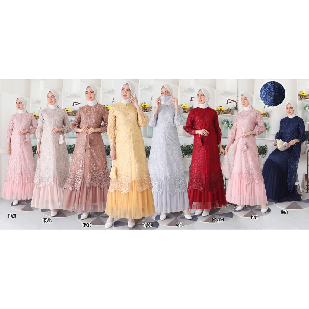 LONG GAMIS TULLE MUTIARA BORDIR / PROMO LONG GAMIS TULLE BORDIR / GAMIS BUSUI