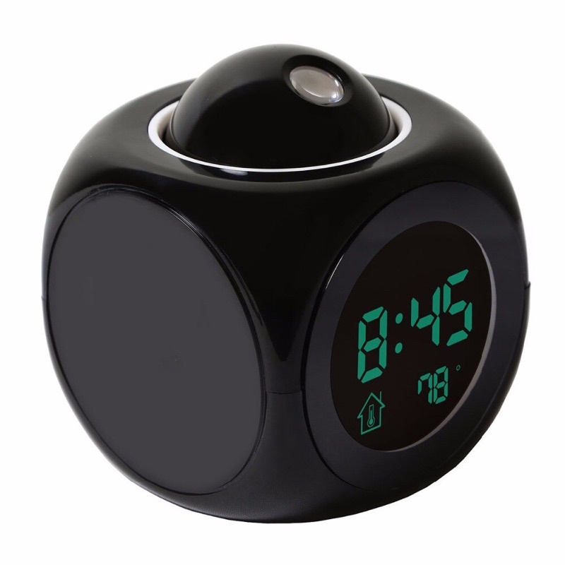 Jam Alarm Light Projection LCD Display Digital Clock Voice Prompt Thermometer - FJ3532 - Black