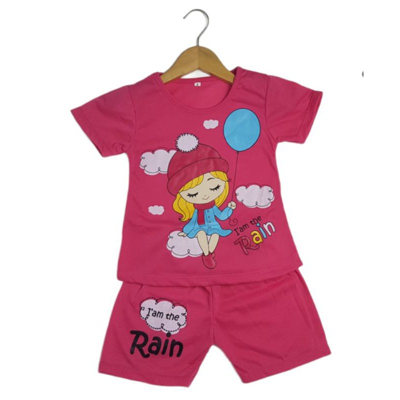 SETELAN SI JAMBUL BAJU ANAK PEREMPUAN 2-7 TAHUN MOTIF RAIN