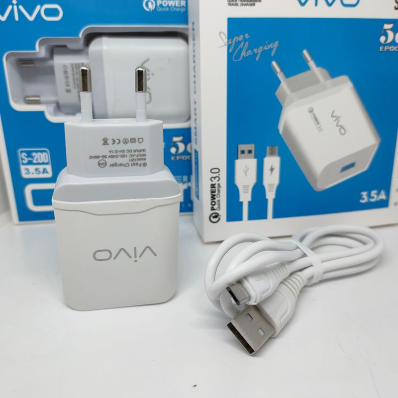 Charger Casan Vivo S-200 Quick Charger Output 2.4A Kabel USB Micro