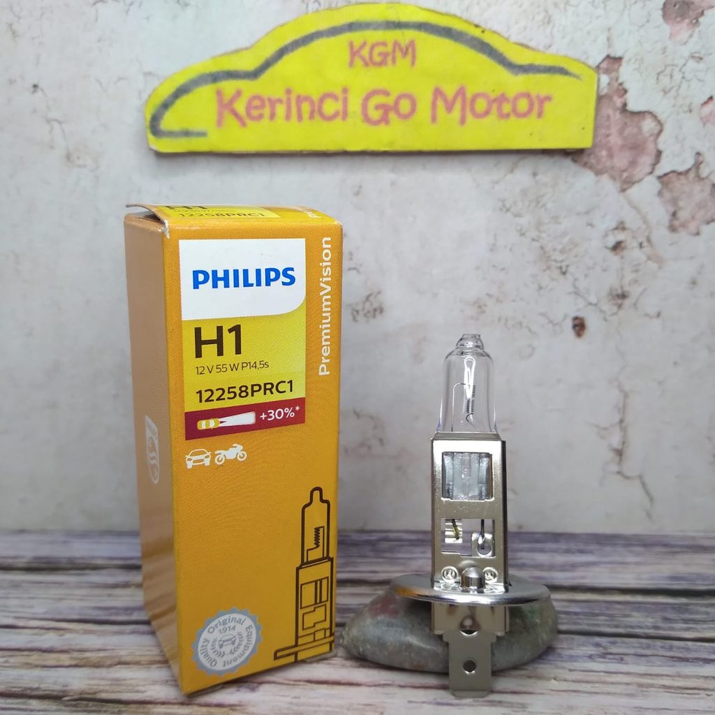 Lampu Headlamp Philips H1 12v 55W 12258PRC1 - Bohlam Halogen H1 Philips