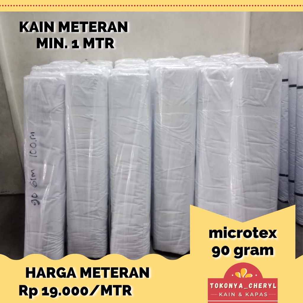 Kain METERAN Seprei Katun Disperse / Microtex Putih 90 gram - Lebar 240cm - Kain Backdrop