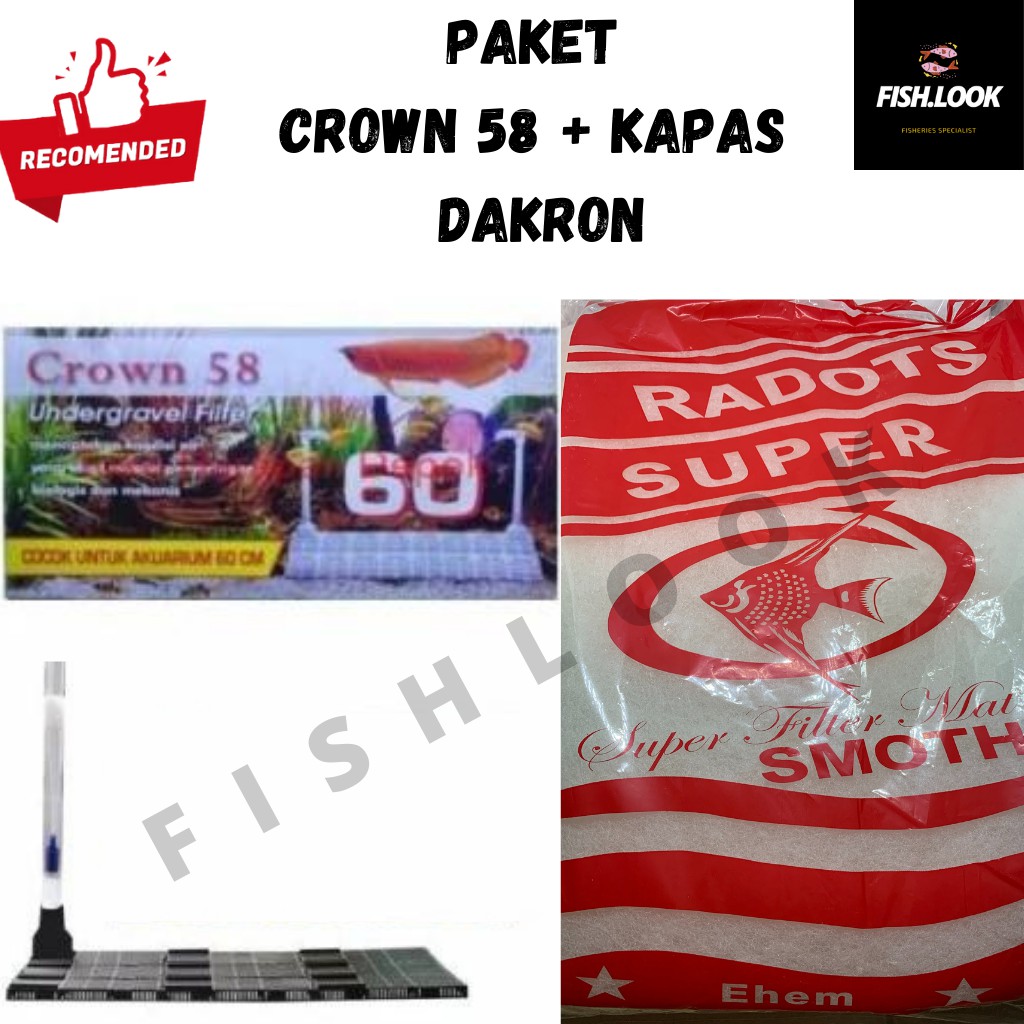 PAKET Undergravel CROWN 58 DAN KAPAS DAKRON UGF Gravel FILTER AQUARIUM Ug 6UGF 60 Aquascape Akuarium