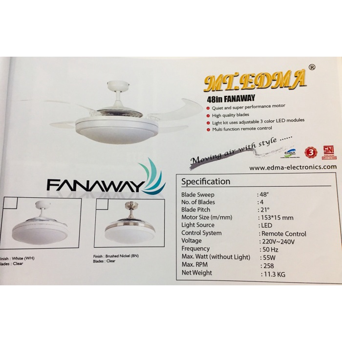 MT. EDMA FANAWAY 48” KIPAS ANGIN PLAFON HIAS