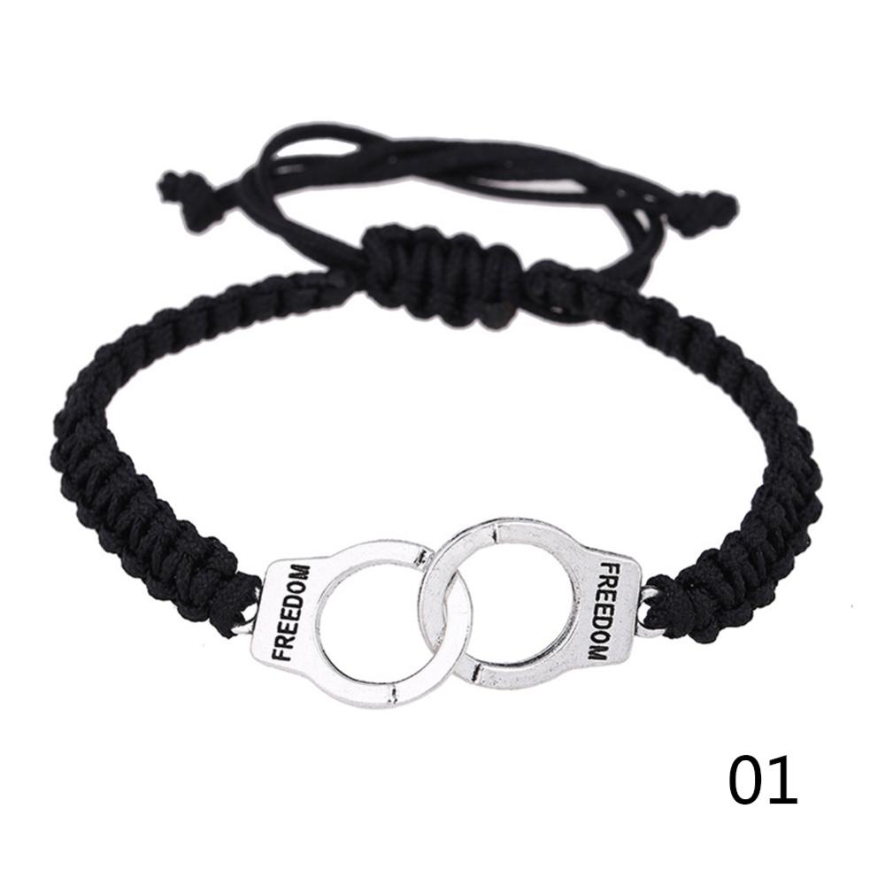 Timekey Gelang Tangan Anyaman Handmade Adjustable Desain Borgol Untuk Pria / Wanita / Pasangan F5T4