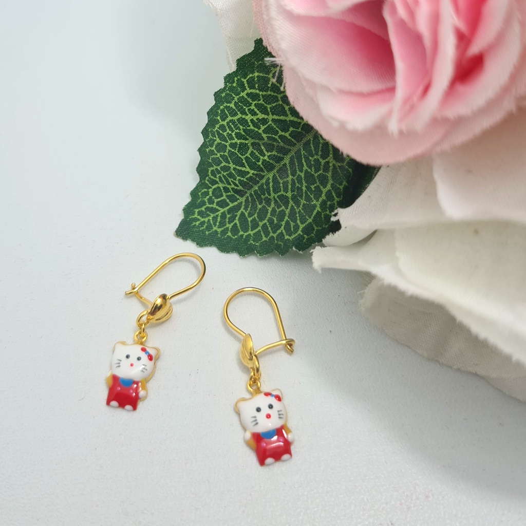 Anting Kait Emas Muda Bandul Badan Hello Kitty