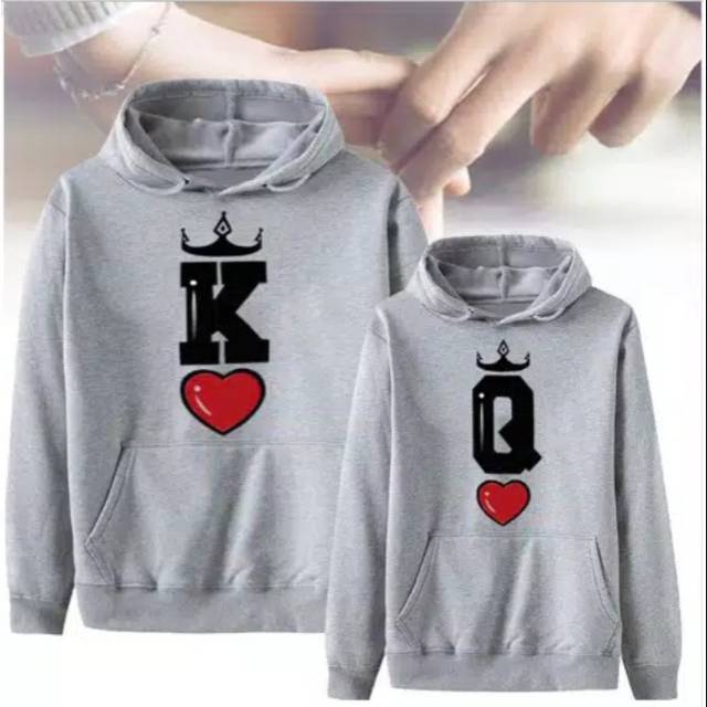 Sweater couple Hoodie Zipper KING LOVE QUEEN LOVE