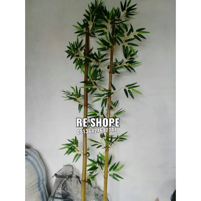 Bunga plastik/bunga hias/artificial/batang Bambu dan Daun Bunga Hias Plastik