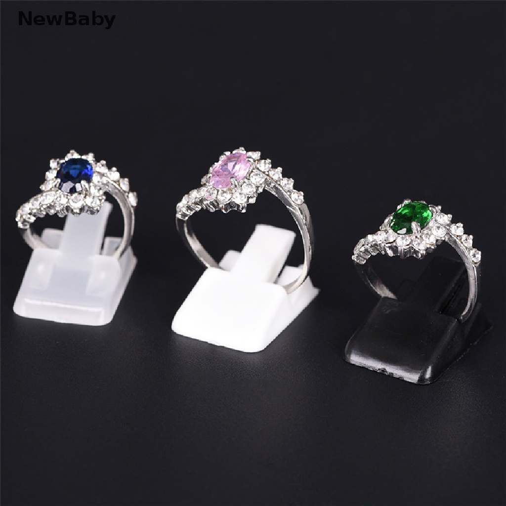Newbaby 10Pcs Stand Holder Display Perhiasan Cincin Bahan Plastik Frosted