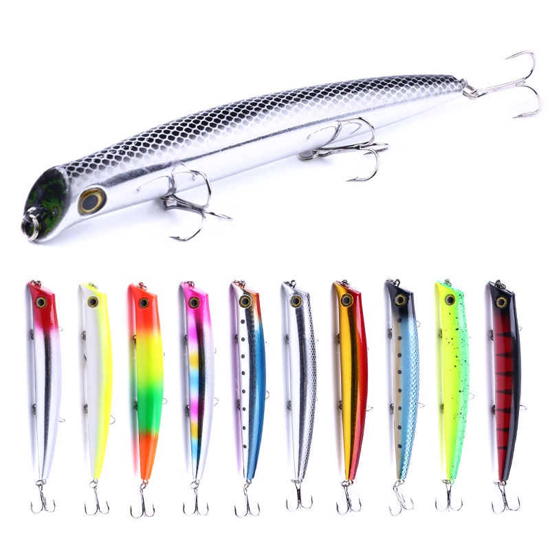 HENGJIA 10PCS/Lot Umpan Pnacing 12cm 17g Popper Fishing Lures Tackle Fake Fish Bait Topwater Artificial Bait Laser Lure Ikan