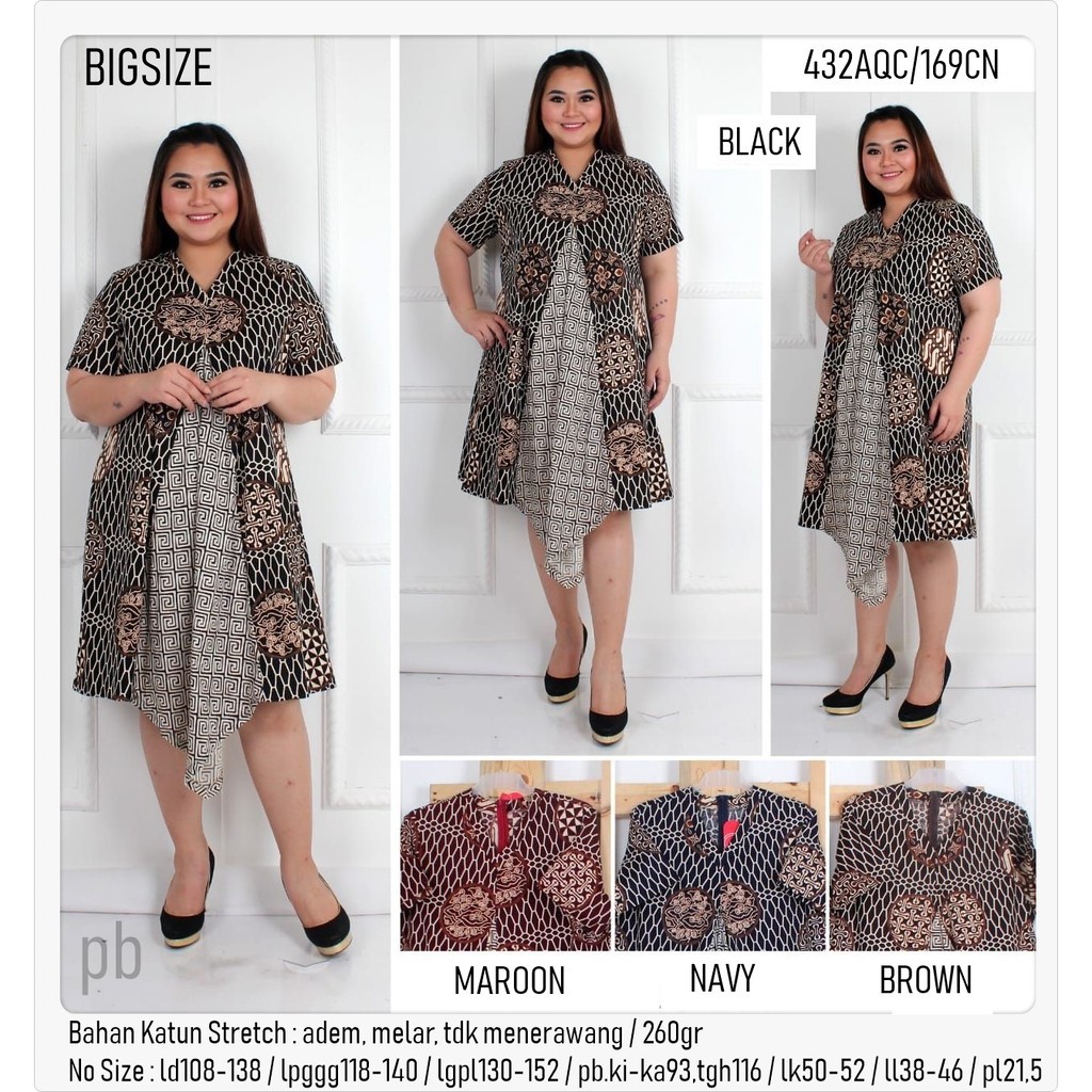 PROMO Bigsize Dress Batik Jumbo Dress Batik Big size Baju Terusan 169CN