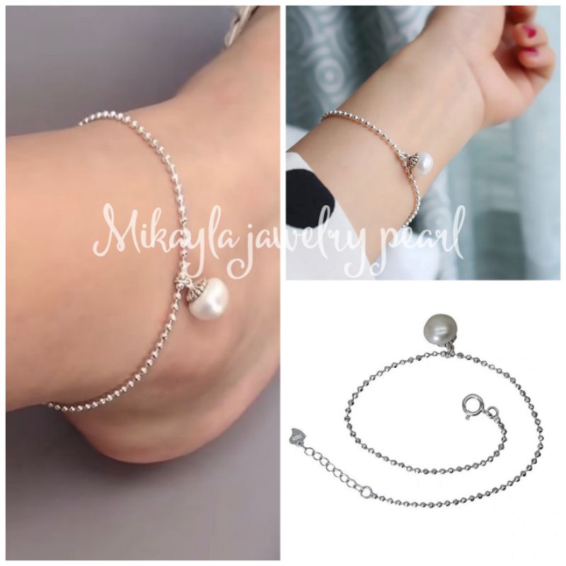 Gelang kaki mutiara lombok|Gelang mutiara asli|Gelang kaki wanita|Gelang mutiara tawar|Mutiara asli