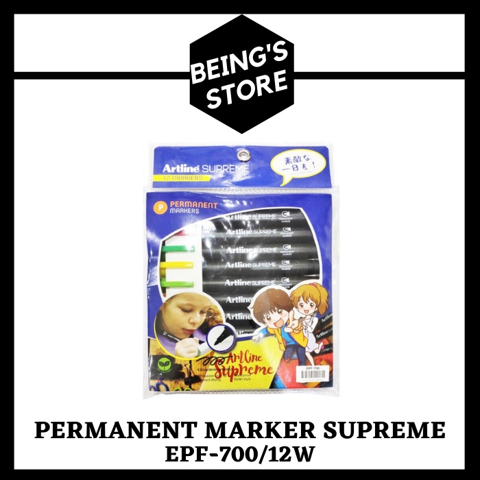 

SPIDOL PERMANEN SET 12PCS SUPREME PERMANENT MARKER ARTLINE EPF-700