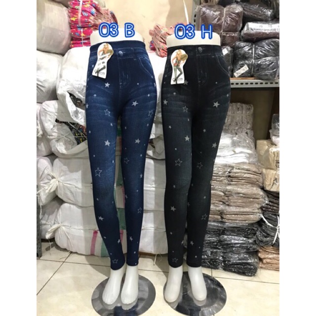 LEGGING JEANS  DENIM  IMPORT LEGGING SOBEK  MOTIF  CELANA  
